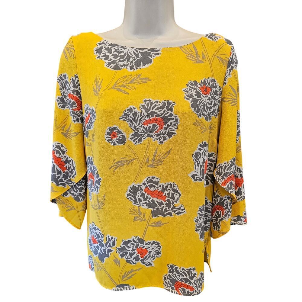 Banana rep XS Coquette cottagecore yellow bright floral XSP XS PETITE blouse top